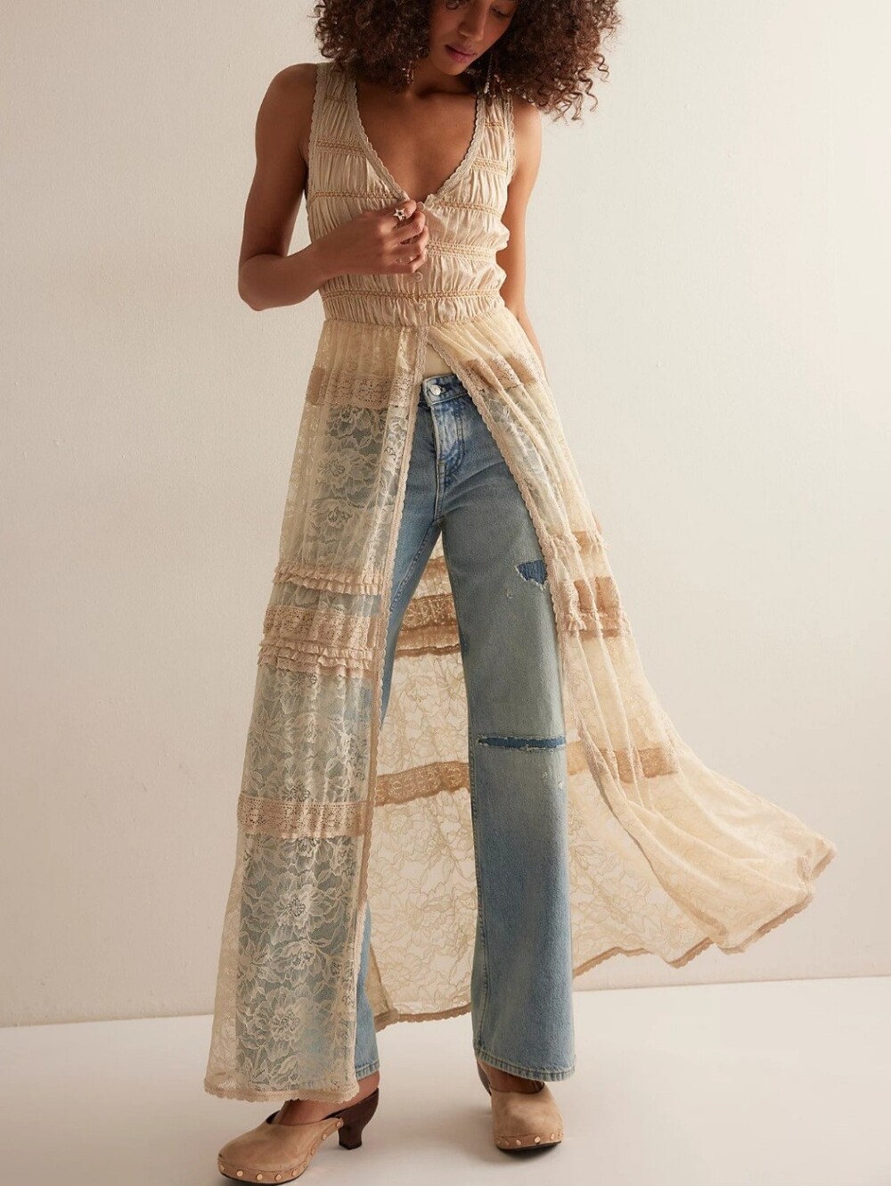 Free People Sweet Saloon Maxi Lace Bodysuit
